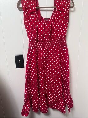 FunFash Red Polka Dot Midi Dress